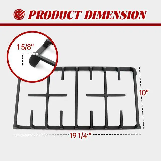 Alt view image 2 of 7 - DG94-00937A Cast Iron Gas Stove Grate Replacement for Samsung Gas Stove top Support Parts NX58H9500WS NX58H5600SS NX58R5601SS Samsung Gas Range Surface Burner Grates Replacement Parts 1 Pack