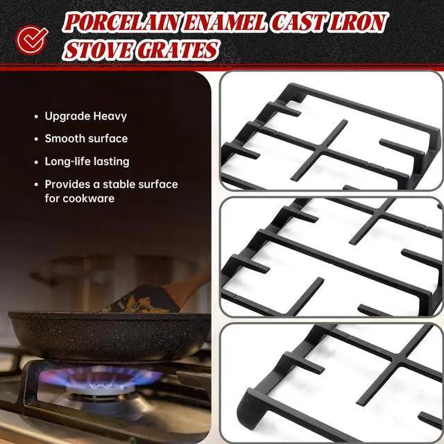 Alt view image 3 of 7 - DG94-00937A Cast Iron Gas Stove Grate Replacement for Samsung Gas Stove top Support Parts NX58H9500WS NX58H5600SS NX58R5601SS Samsung Gas Range Surface Burner Grates Replacement Parts 1 Pack