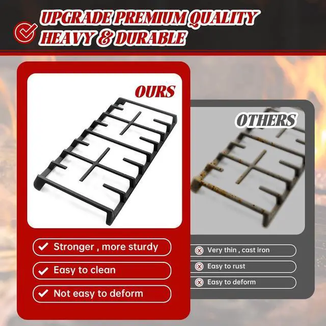 Alt view image 4 of 7 - DG94-00937A Cast Iron Gas Stove Grate Replacement for Samsung Gas Stove top Support Parts NX58H9500WS NX58H5600SS NX58R5601SS Samsung Gas Range Surface Burner Grates Replacement Parts 1 Pack