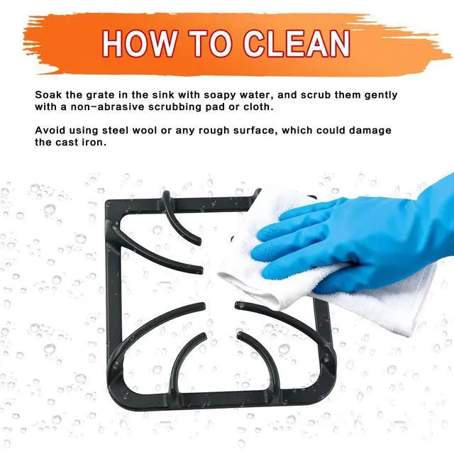 Alt view image 5 of 7 - 316202405 Stove Grate Replacement for Frigidaire Kenmore Gas Range, 8.9" x 8.8" Cast Iron Burner Grates, Stove Top Surface Grate Cooktop Rack, 4 Pack