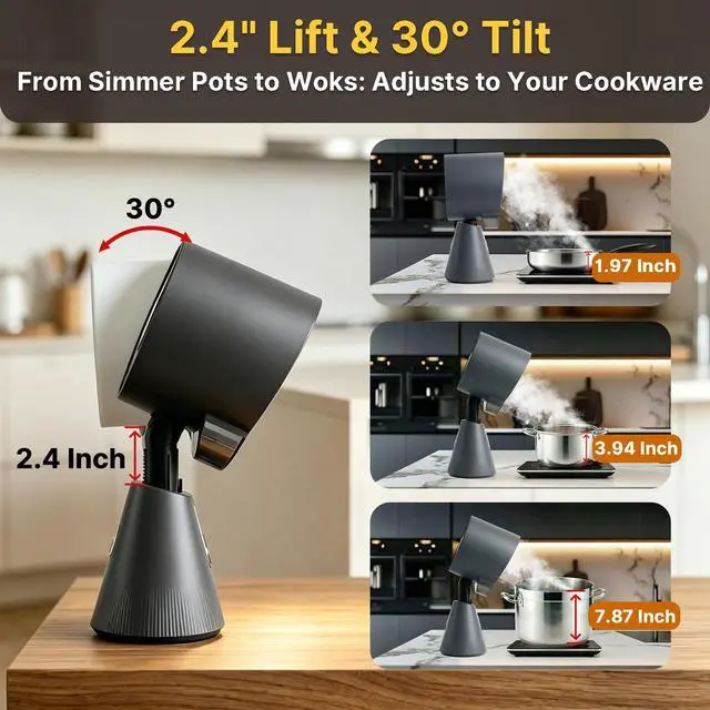 Alt view image 5 of 7 - Portable Range Hood, Adjustable Height Angle, 3-Speed, Washable Filters | Plug & play, portable, large oil cup, compact storage, grease trap, LED light, hot pot/BBQ/RV/dorm, zero replacement cost
