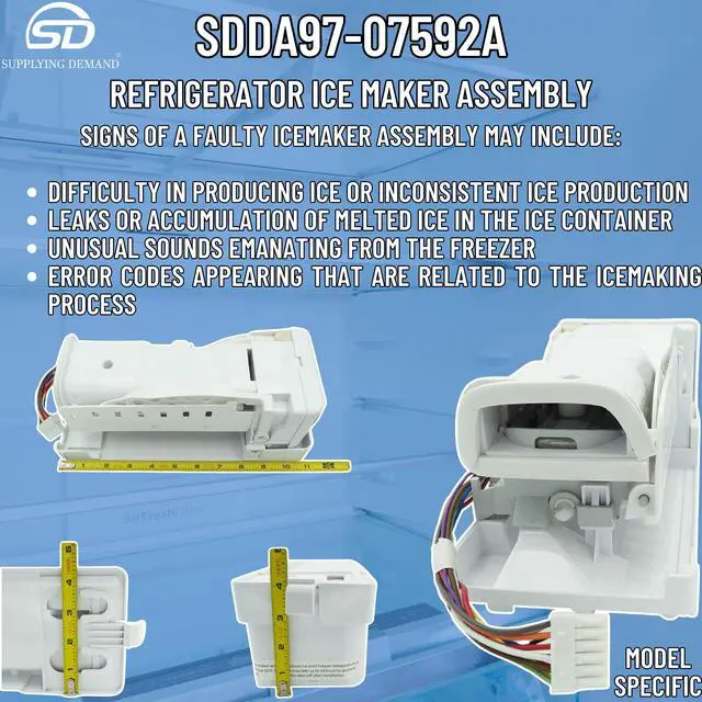 Alt view image 5 of 7 - DA97-07592A 2051096 Refrigerator Ice Maker Assembly Replacement Model Specific Not Universal