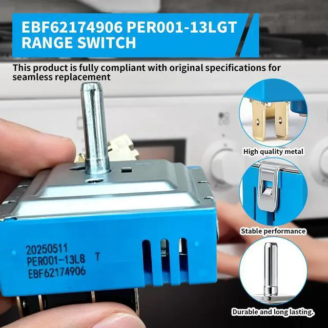 Alt view image 3 of 7 - PER001-13S T PER001-13LG T Range Rotary Switch Replacement for LG Electric RangeReplaces EBF62174901 EBF62174906 Surface Element Burner Switch