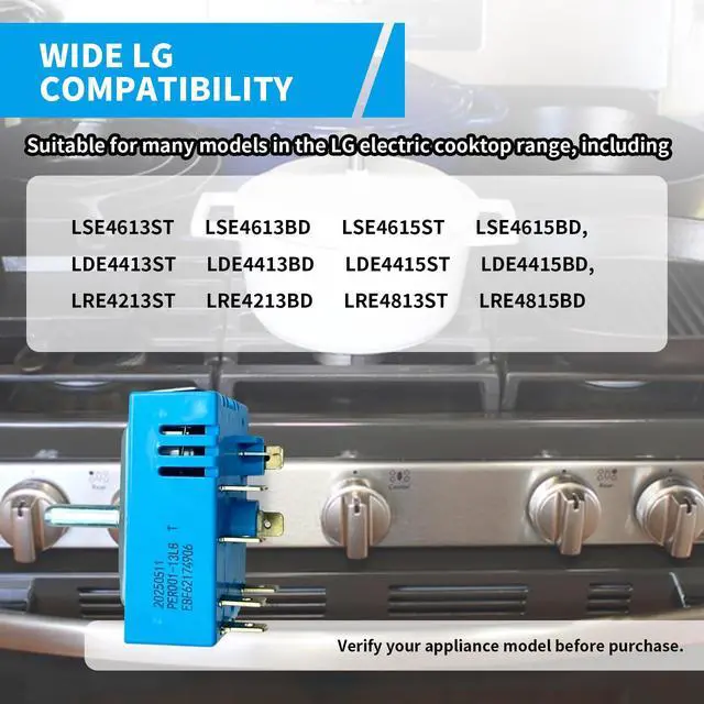 Alt view image 4 of 7 - PER001-13S T PER001-13LG T Range Rotary Switch Replacement for LG Electric RangeReplaces EBF62174901 EBF62174906 Surface Element Burner Switch