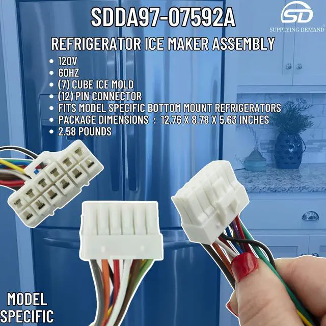Alt view image 7 of 7 - DA97-07592A 2051096 Refrigerator Ice Maker Assembly Replacement Model Specific Not Universal