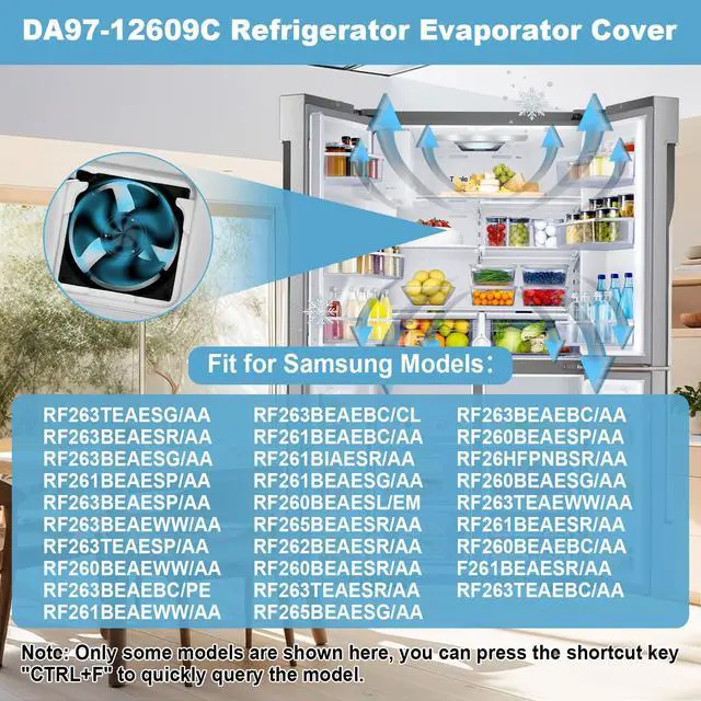 Alt view image 2 of 7 - DA97-12609C Refrigerator Evaporator Fan Motor Cover Compatible with Samsung Refrigerator Evaporator Models Replace for DA97-12609A, 3973492, AP5651826, PS5575384, EAP5575384