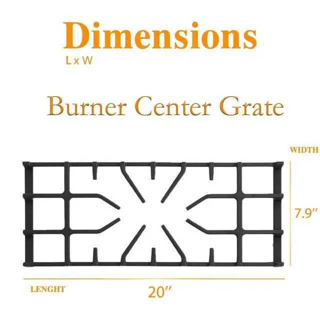 Alt view image 3 of 7 - Upgraded 807412601 Grate Replacement for Frigidaire Stove Parts 20 x 7.9 IN Cast Iron Surface Burner Grate Frigidaire Gas Range Cooktop Parts Center Grate Stove Top Grate Cookware Accessories