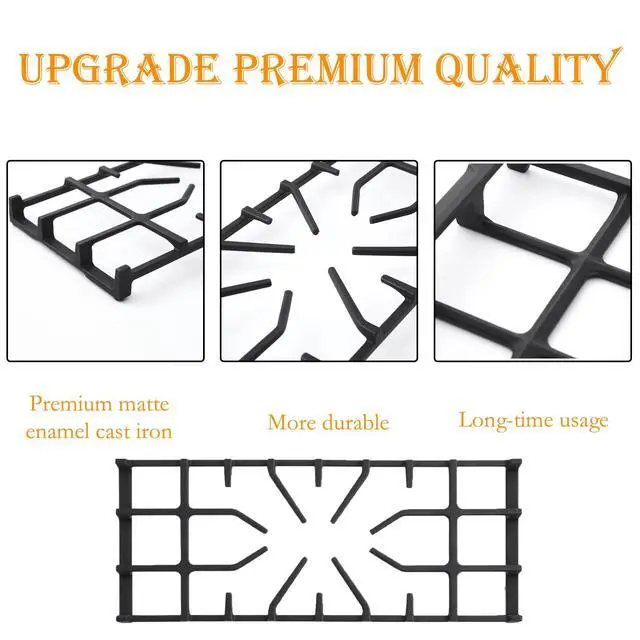 Alt view image 4 of 7 - Upgraded 807412601 Grate Replacement for Frigidaire Stove Parts 20 x 7.9 IN Cast Iron Surface Burner Grate Frigidaire Gas Range Cooktop Parts Center Grate Stove Top Grate Cookware Accessories