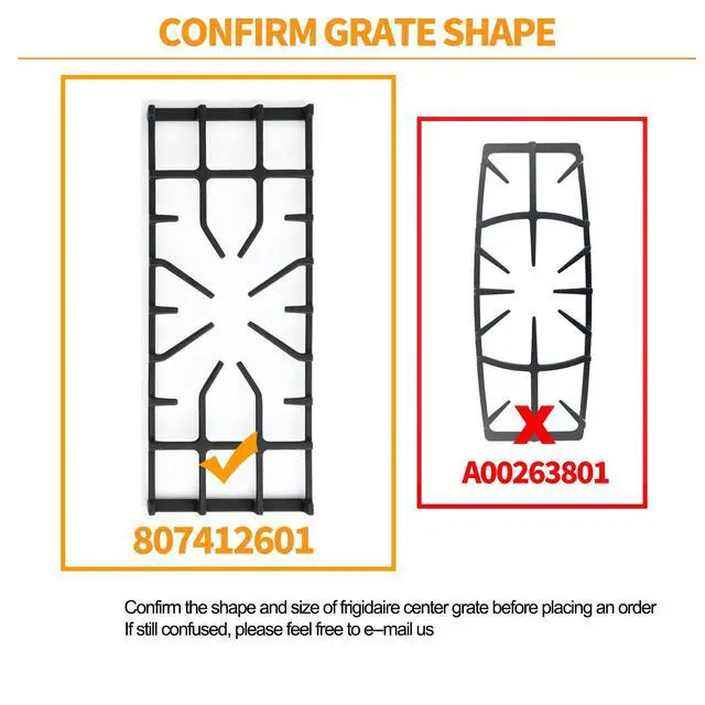 Alt view image 6 of 7 - Upgraded 807412601 Grate Replacement for Frigidaire Stove Parts 20 x 7.9 IN Cast Iron Surface Burner Grate Frigidaire Gas Range Cooktop Parts Center Grate Stove Top Grate Cookware Accessories