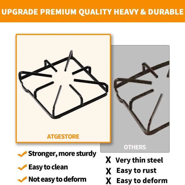 Alt view image 5 of 7 - Upgraded WB31K10016 WB31K10015 Grates Replacement Parts for GE Stove Grate Cast Iron Grate Kenmore Hotpoint Gas Range Grate General Electric Cooktop Burner Grate Stove Top Parts Metal Rack 4Pcs