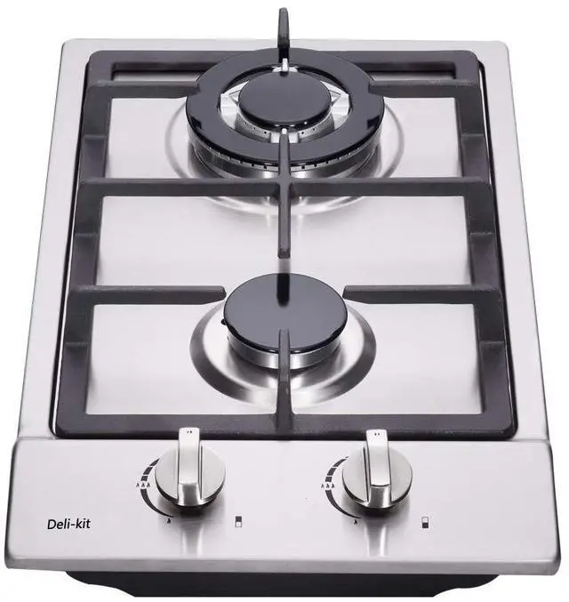 Main image of 12 Inch Gas Cooktop With Dual Fuel Sealed 2 Burners - Stainless Steel Drop-In Hob DK223-A01 Cooker