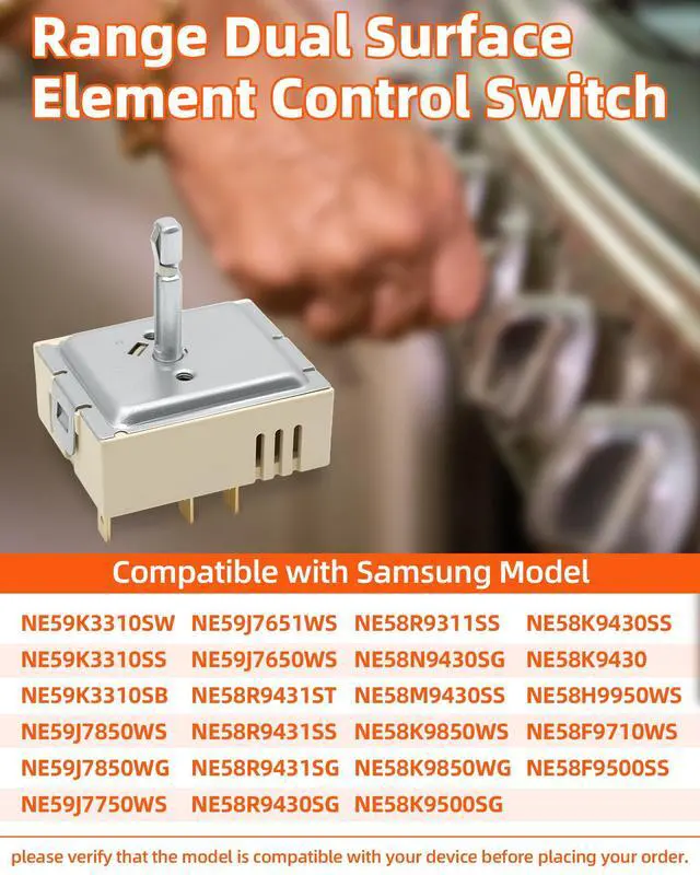Alt view image 2 of 7 - NE59M4320SG NE59M4320SS Range Dual Surface Element Switch Fit for Samsung | Surface Control NE59T4311SS NE59M4320SW NE59M4310SS NE59M6850SS NE59R4321SG NE59R4321SS NE59M6850SG NE59K3321SS