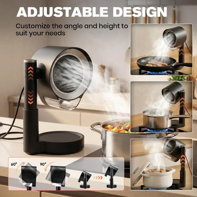 Alt view image 2 of 7 - Portable Range Hood Kitchen Exhaust Fan 3 Speeds Height angle adjustable