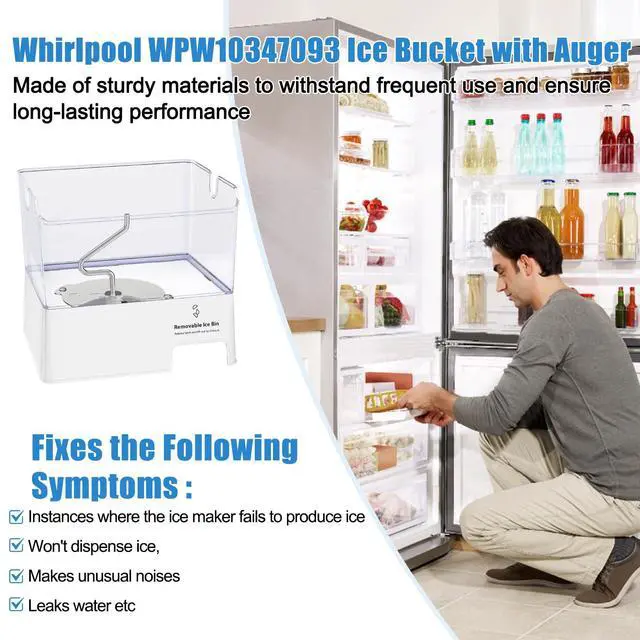 Alt view image 7 of 7 - Upgraded W10347093 W10347100 Removable Ice Bin Compatible with Maytag KitchenAid Whirlpool Ice Maker Replacement WPW10347093 Whirlpool Ice Bucket WRF736SDAM14 WRF736SDAM13 Ice Tray Parts Ice Container