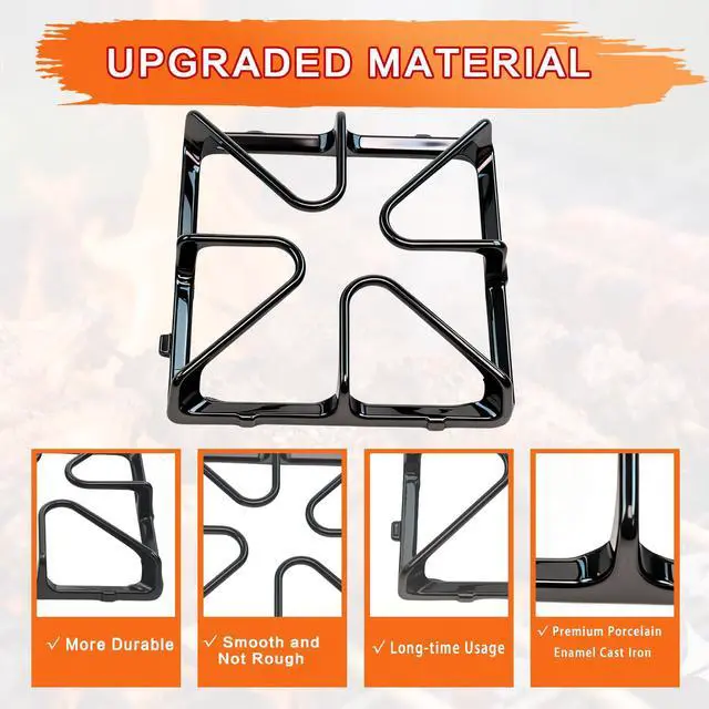 Alt view image 3 of 7 - WB31K10034 WB31K10065 Stove Grate Replacement for GE Gas Range, Cast Iron Burner Grates for General Electric Stove Top Surface Grate Rack, Compatible with JGBP29MEM1BS, 4 Pack
