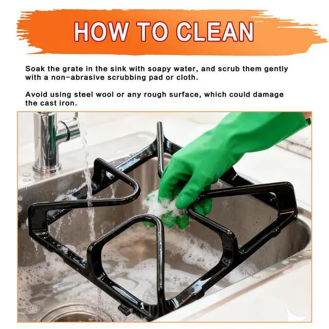 Alt view image 5 of 7 - WB31K10034 WB31K10065 Stove Grate Replacement for GE Gas Range, Cast Iron Burner Grates for General Electric Stove Top Surface Grate Rack, Compatible with JGBP29MEM1BS, 4 Pack