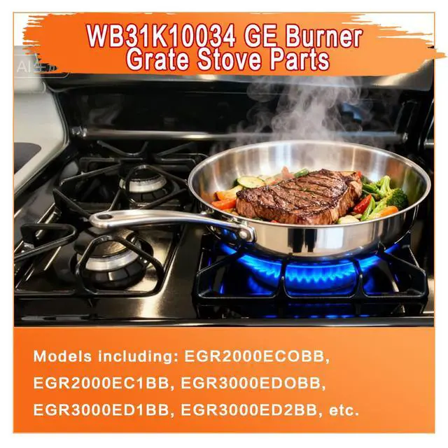 Alt view image 7 of 7 - WB31K10034 WB31K10065 Stove Grate Replacement for GE Gas Range, Cast Iron Burner Grates for General Electric Stove Top Surface Grate Rack, Compatible with JGBP29MEM1BS, 4 Pack