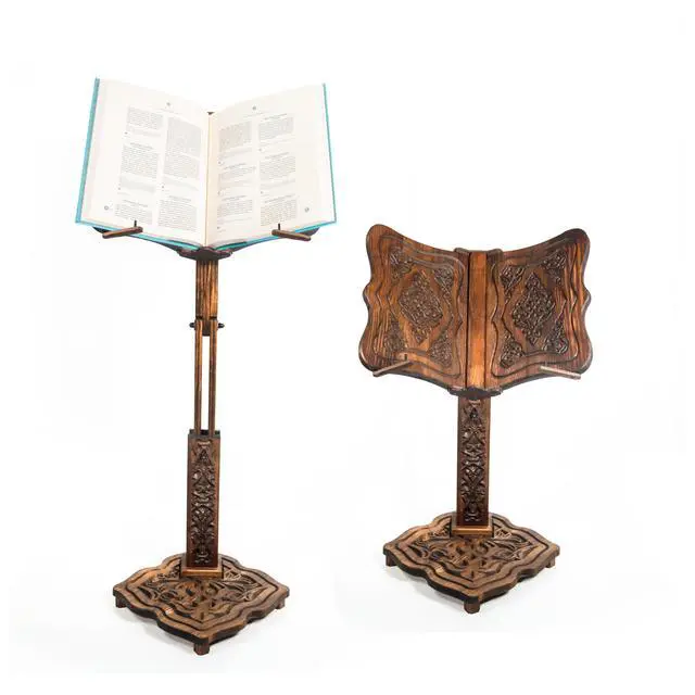 Alt view image 2 of 7 - Big Size Adjustable Wooden Book Stand for Heavy Books | Quran, Bible, Dictionary, Cookbook Holder, Multifunctional Huge Bookstand