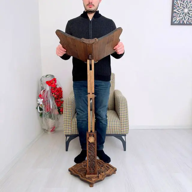 Alt view image 3 of 7 - Big Size Adjustable Wooden Book Stand for Heavy Books | Quran, Bible, Dictionary, Cookbook Holder, Multifunctional Huge Bookstand