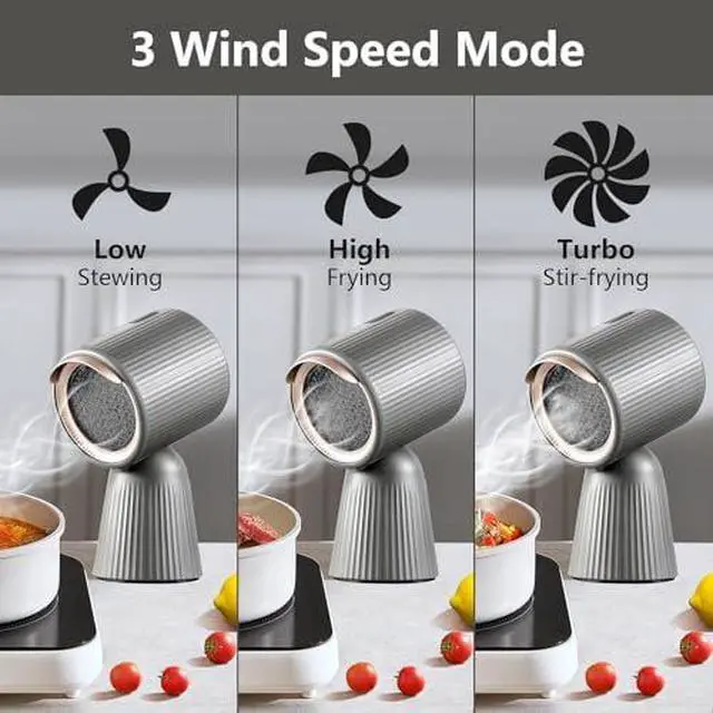 Alt view image 5 of 7 - Portable Range Hood, 3 Speed, One Button Control Desktop Range Hood | DetachableWashable Filters, with Oil Cup, Portable Kitchen Exhaust Fan for Apartment, RV, Indoor BBQ, Hot Pot, Grey