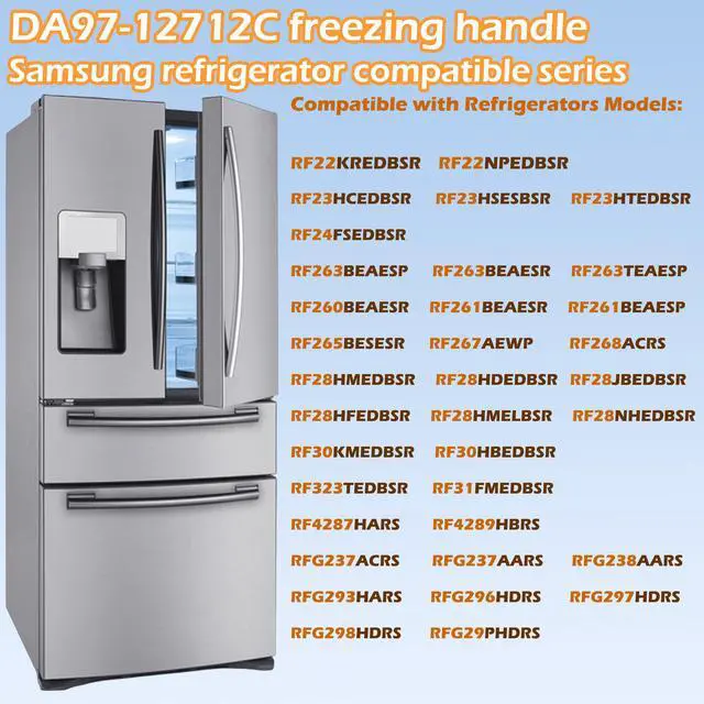 Alt view image 2 of 6 - DA97-12712C Freezer Handle Compatible for Samsung Freezer HandleDirect Replacement DA64-03945F DA97-11515CModel Compatible RF24FSEDBSR RF28HMEDBSR RF28HMELBSR RF30HBEDBSR RF23HCEDTSR RF263BEAESR