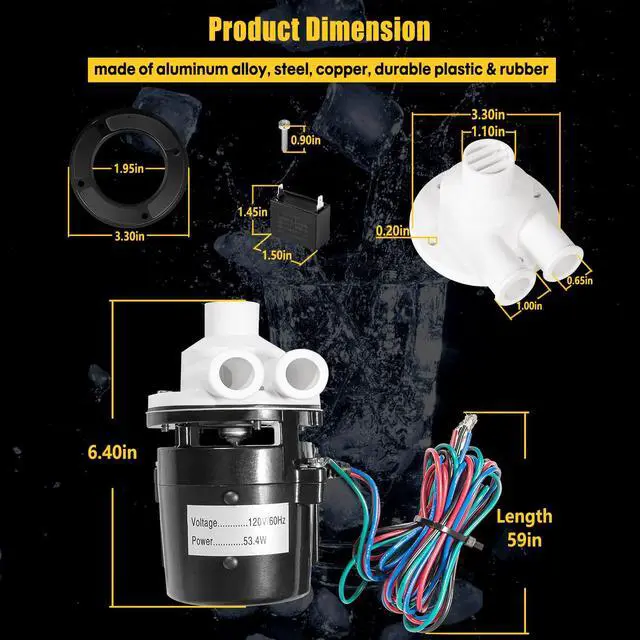 Alt view image 6 of 6 - APTA92P10WD1 Water Pump Motor Assembly For Hoshizaki APTA92P10WD1 Ice Machine Equivalent, 120V 53.4W 0.4 Amp, Replace for KM500MAH, KM630MAH, KM900MAH