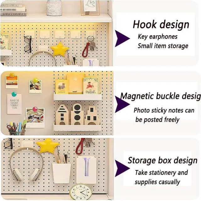 Alt view image 3 of 7 - Clamp On Desk Shelf White with Pegboard 23.6 in 2-Tier Bookshelf | Desk Top Organizer Shelf for Gaming Office in Compact Desks, Space Saving Tabletop Display Rack