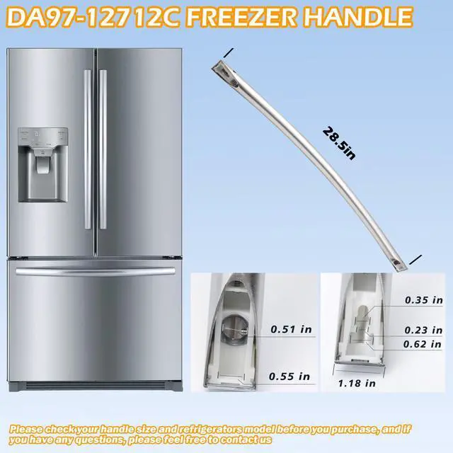 Alt view image 4 of 6 - DA97-12712C Freezer Handle Compatible for Samsung Freezer HandleDirect Replacement DA64-03945F DA97-11515CModel Compatible RF24FSEDBSR RF28HMEDBSR RF28HMELBSR RF30HBEDBSR RF23HCEDTSR RF263BEAESR