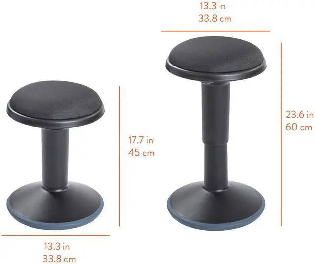 Alt view image 3 of 7 - Adjustable Height Wobble Stool, Active Seating Chair with Padded Cushion, Ergonomic Flexible Desk Stool for Teens and Adults, Black