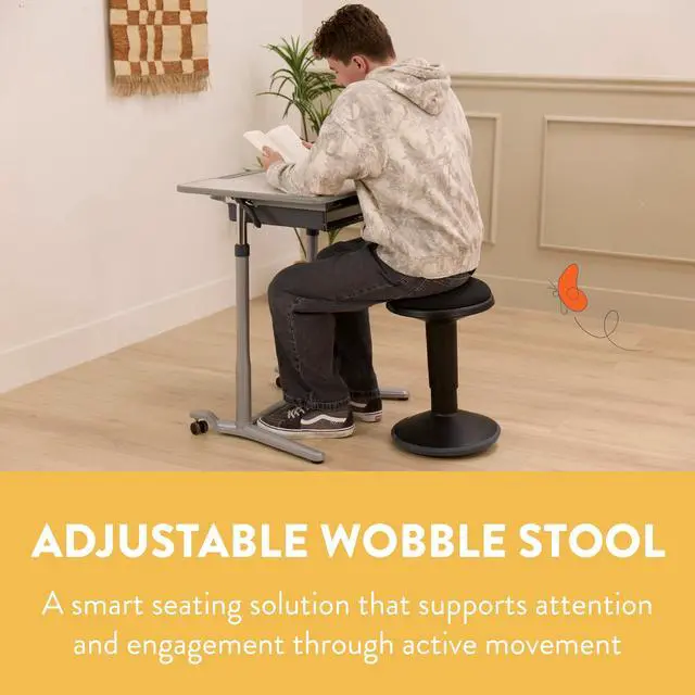 Alt view image 4 of 7 - Adjustable Height Wobble Stool, Active Seating Chair with Padded Cushion, Ergonomic Flexible Desk Stool for Teens and Adults, Black