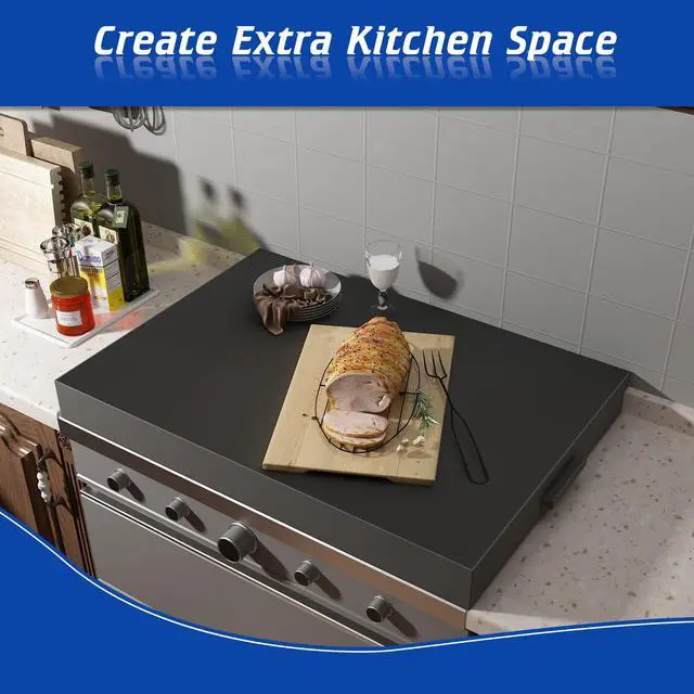 Alt view image 3 of 7 - Stove Top Cover with Handles, Heavy Duty Metal Noodle Board Cooktop Cover for Gas/Electric Stove Top, (L 30" x W 22" x H 3") Large Gas Stove Protective Cover for Kitchen Space Expansion