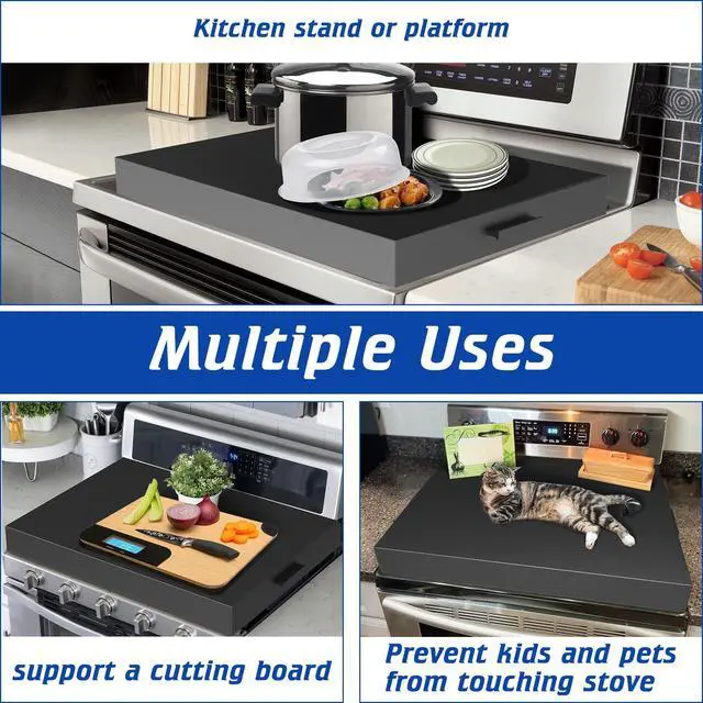 Alt view image 7 of 7 - Stove Top Cover with Handles, Heavy Duty Metal Noodle Board Cooktop Cover for Gas/Electric Stove Top, (L 30" x W 22" x H 3") Large Gas Stove Protective Cover for Kitchen Space Expansion