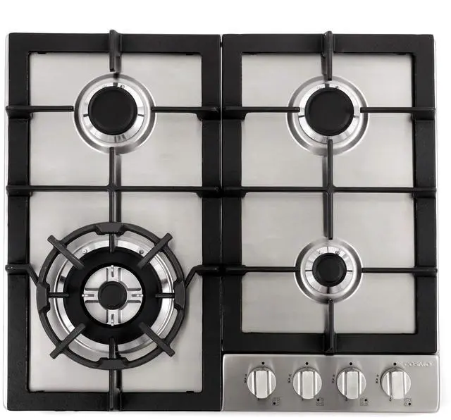 Main image of 24 in. Haven Collection Drop-In 4 Burner Gas Cooktop in Stainless Steel | COS-640STX-E Sealed Burners, Cast Iron Grates, Knob Controls, Electronic Ignition, Liquid Propane Convertible