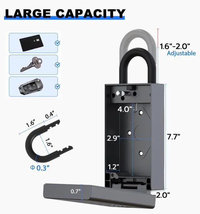 Alt view image 6 of 7 - Smart Lock Box Fingerprint APP Bluetooth Electronic Key Safe with Digital Code, Weatherproof for Outdoor Wall/Door Mount - Large Capacity Key Hider for Realtors Airbnb Hosts Garage Security