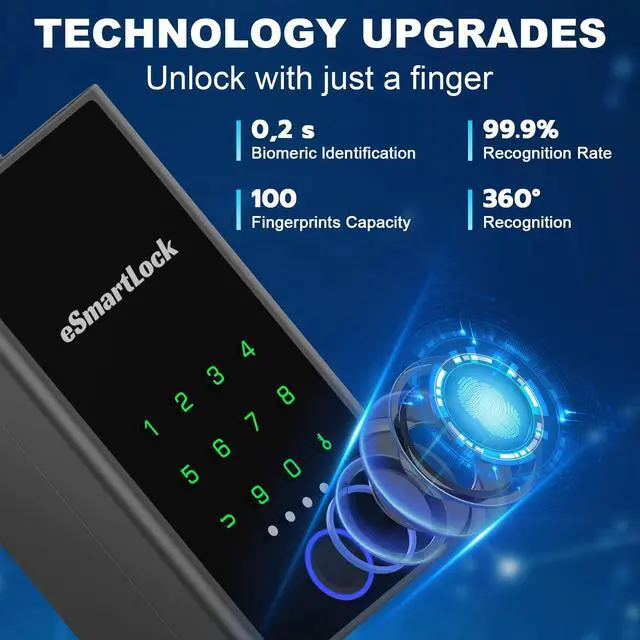Alt view image 7 of 7 - Smart Lock Box Fingerprint APP Bluetooth Electronic Key Safe with Digital Code, Weatherproof for Outdoor Wall/Door Mount - Large Capacity Key Hider for Realtors Airbnb Hosts Garage Security