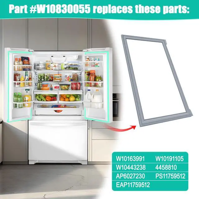 Alt view image 3 of 7 - Upgraded W10830055 Refrigerator Door Gasket Whirlpool Refrigerator Door Seal Replacement 4458810 W10163991 W10191105 Fridge Seal for Kenmore KitchenAid Maytag Fridge Door Gasket Seal W10443238