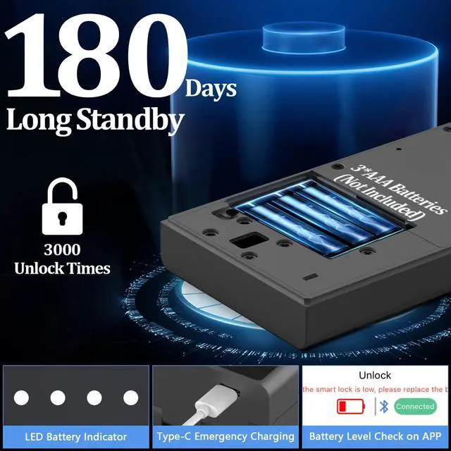 Alt view image 7 of 7 - Smart Key Lock Box with Code,Bluetooth RFID Fingerprint Lock Box APP Control,Electronic Dital Lock Box,Larger Waterproof Key Lock Box Wall Mount for House Realtor Office Warehouse Airbnb