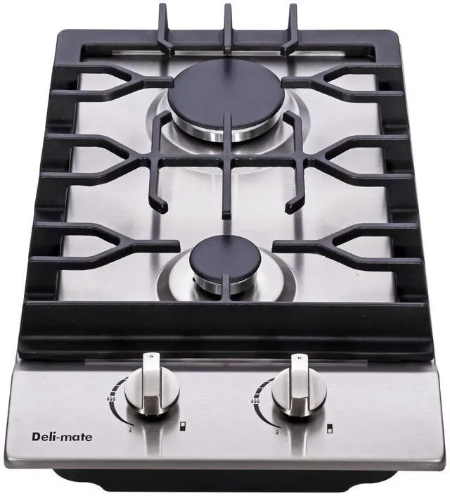 Main image of 12" Gas Cooktop Dual Fuel 2 Sealed Burners Stainless Steel Drop-In Gas Stove DM223-SA01BZ Gas Hob