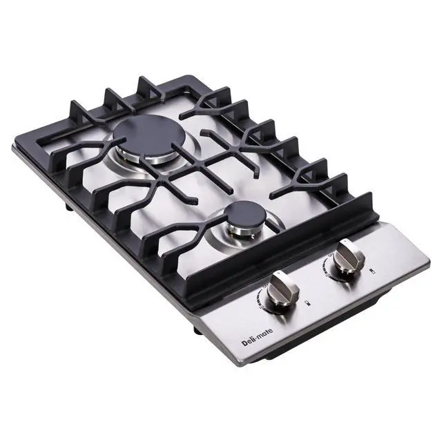 Alt view image 2 of 7 - 12" Gas Cooktop Dual Fuel 2 Sealed Burners Stainless Steel Drop-In Gas Stove DM223-SA01BZ Gas Hob