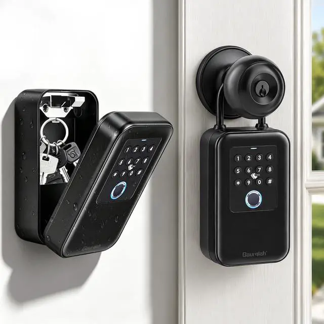 Main image of Upgraded Smart Key Lock Box for Outdoor-Key Safe with Fingerprint, Passcode, App, Card & Keys Access,IP65 Waterproof, Wall Mount or Shackle, Ideal for Airbnb, Family & Realtors | TTLock App Version
