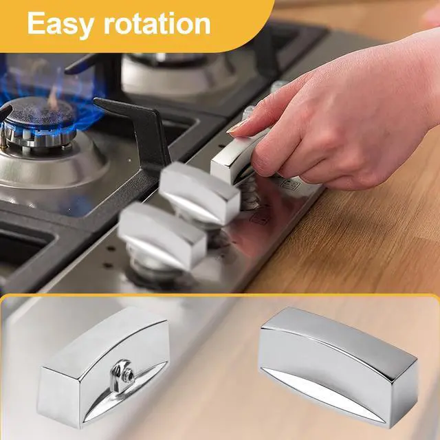 Alt view image 7 of 7 - Range Valve Knob for Kitchen Gas Stove, Oven Hob Panel Control Knob | Compatible with D-Shaped air Interface Burner Gas Valve, Upgrade Replacement Commercial Grill Chrome Knobs (8 Pack)