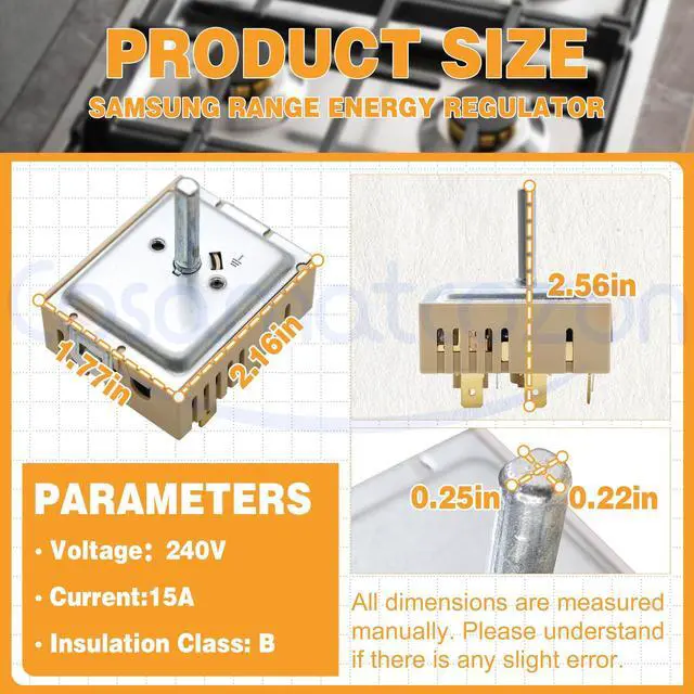 Alt view image 3 of 6 - DG44-01006C Surface Element Switch (Energy Control Switch,Energy Regulator) | PER001-12D D Compatible with Some Samsung Electric Ranges, Replace 4978126,AP7014551,PS16556816,EAP16556816