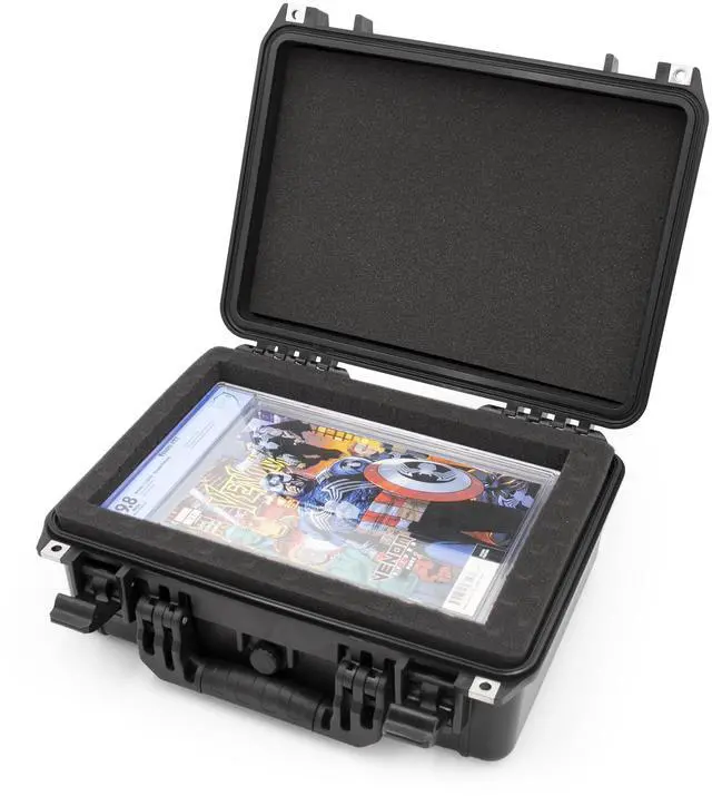 Main image of 16 Waterproof Comic Book Storage Box Airtight Customizable Case Protects Up to 8 CGC Graded Comics or 30 Sleeved Toploaders Durable Comic Book Storage Bin