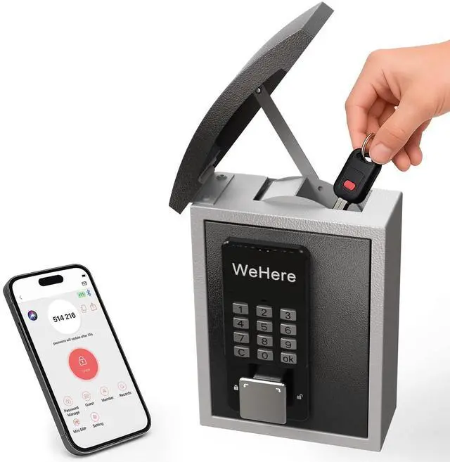 Main image of Key Lock Box with Drop Slot, Porch Key Box Wall Mount, Smart Key LockBox for House Outside, Realtors, Apartment, Store, Multiple Unlocking Ways