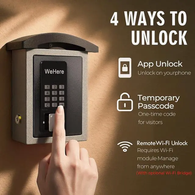 Alt view image 2 of 6 - Key Lock Box with Drop Slot, Porch Key Box Wall Mount, Smart Key LockBox for House Outside, Realtors, Apartment, Store, Multiple Unlocking Ways