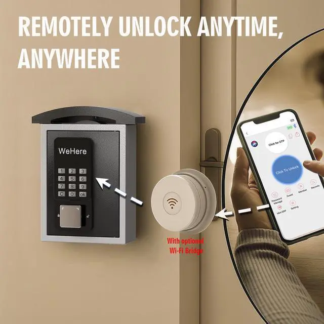 Alt view image 6 of 6 - Key Lock Box with Drop Slot, Porch Key Box Wall Mount, Smart Key LockBox for House Outside, Realtors, Apartment, Store, Multiple Unlocking Ways