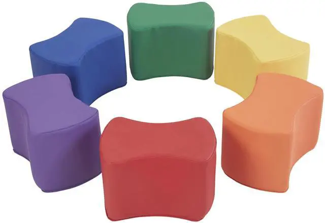 Main image of 10442-AS SoftScape 10" Butterfly Stool Modular Seating Set for Toddlers and Kids, Soft Lightweight Foam (6-Piece Set) - Assorted