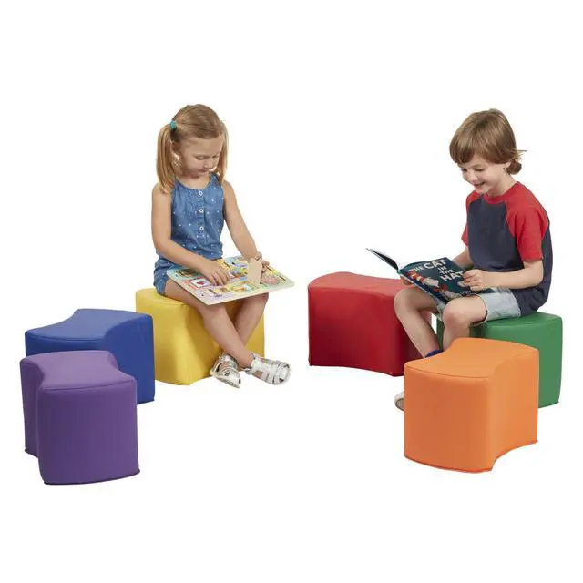 Alt view image 4 of 7 - 10442-AS SoftScape 10" Butterfly Stool Modular Seating Set for Toddlers and Kids, Soft Lightweight Foam (6-Piece Set) - Assorted