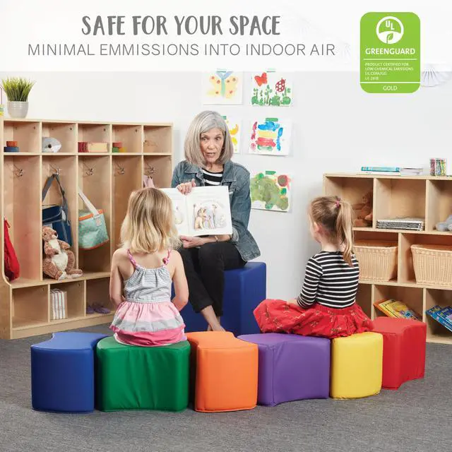 Alt view image 6 of 7 - 10442-AS SoftScape 10" Butterfly Stool Modular Seating Set for Toddlers and Kids, Soft Lightweight Foam (6-Piece Set) - Assorted