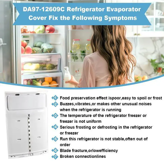 Alt view image 3 of 7 - DA97-12609C Refrigerator Evaporator Fan Motor Cover Compatible with Samsung Refrigerator Evaporator Models Replace for DA97-12609A, 3973492, AP5651826, PS5575384, EAP5575384